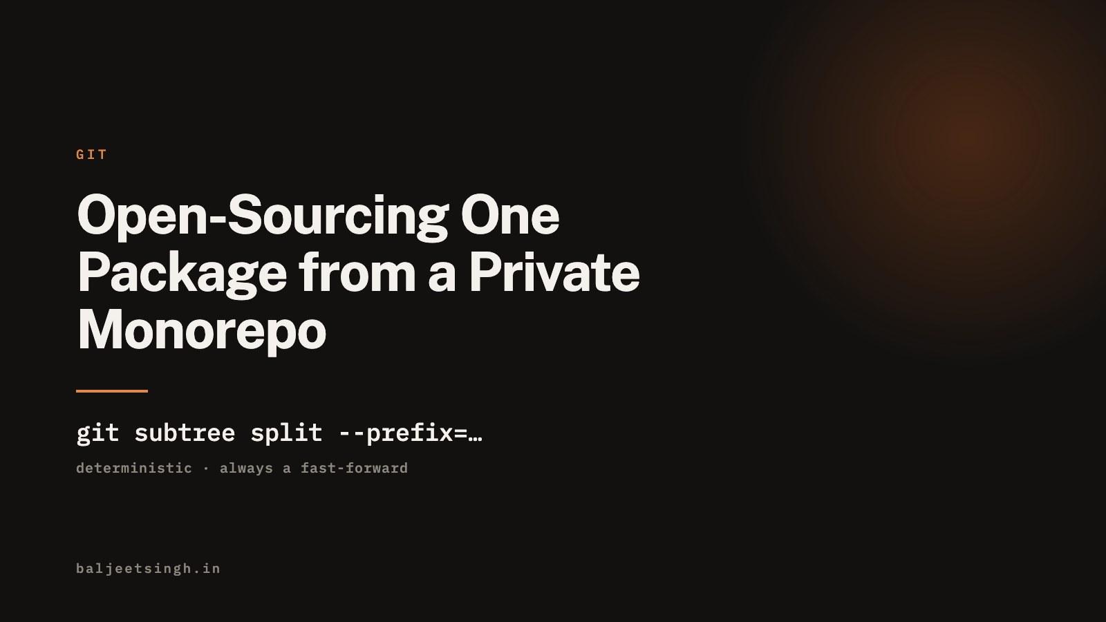 Open-Sourcing One Package from a Private Monorepo