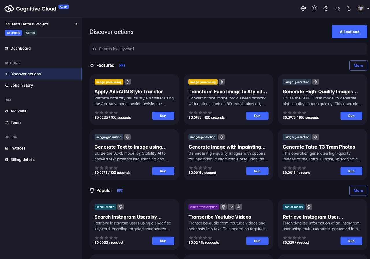 Cognitive cloud dashboard
